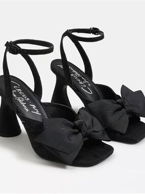 Circus by Sam Edelman Black Bow Ankle-Strap Block Heels